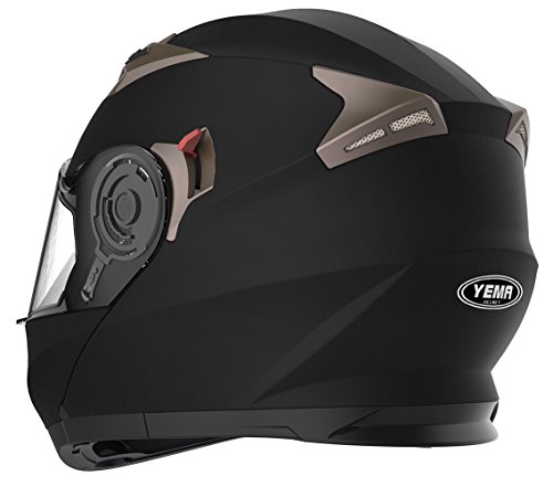 Casco Moto Modular ECE Homologado - YEMA YM-925 Casco de Moto Integral Scooter para Mujer Hombre Adultos con Doble Visera-Negro Mate-XL