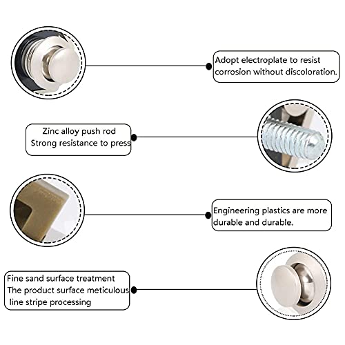 Cerradura de Puerta con Cierre de Botón,Bloqueo de botón pulsador,Botones de Presión,Cerradura de Perilla de Puerta Sin Cierre,Para Rv,Autocaravana Camper,Armario,Gabinetes Y Puertas(cromado)