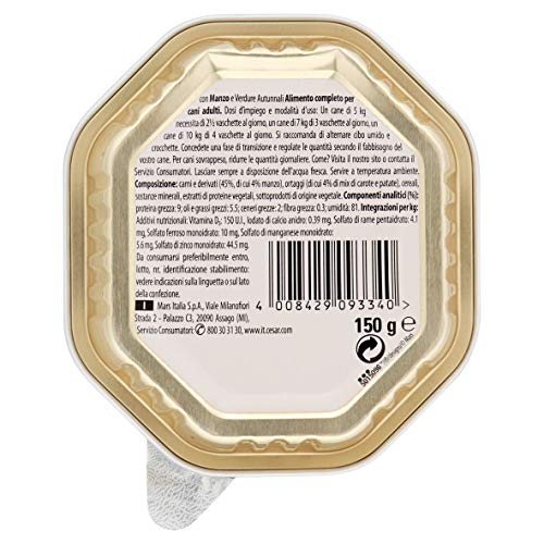 Cesar - Comida para Perros Selección del Chef, delicias de Temporada con Buey suculento, Patata y Zanahoria, 150 g, 14 tarrinas