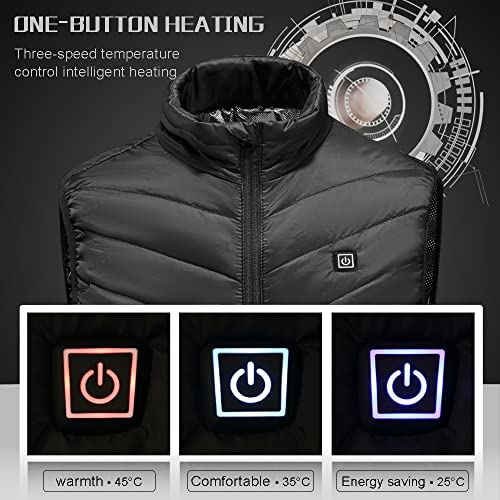 Chaleco Calefactable Hombre Mujer, Chaqueta Calefactable Chaleco Termico Con Calefaccion Eléctrico Ropa Calefactable Usb Plumas Invierno Moto Caza Trabajo Ciclismo Running Camping 9 Zonas (azul, 4XL)