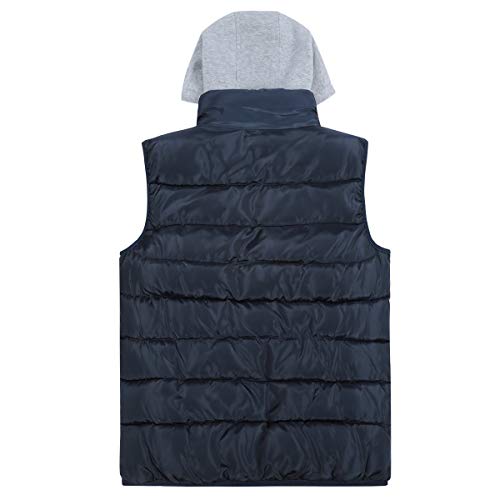 Chaleco con capucha para hombre ligero acolchado para el cuerpo al aire libre sin mangas acolchado Gilets Coat, azul, L