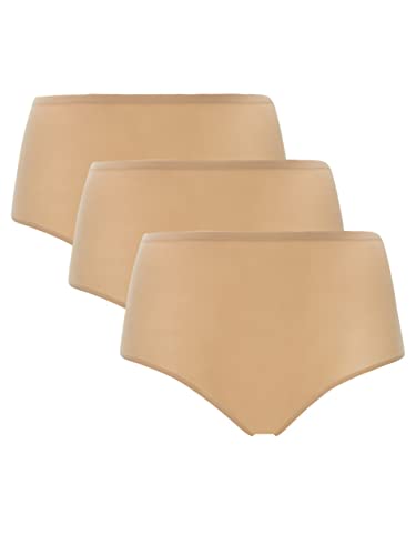 Chantelle DE Soft Stretch, Bragas Altas para Mujer, Paquete de 3, Marfil (Nude Wu), Talla Unica