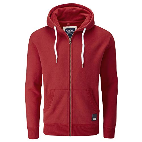 Charles Wilson Sudadera con Cremallera Completa con Capucha Peso Intermedio (Large, Red (1019))