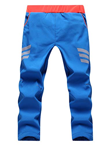 CHENXI Pantalón de esquí para niños de chaxi, Pantalones Softshell para Invierno, Pantalones para Exteriores con Forro Reflectante, Niñas, Color Azul, tamaño 130 cm