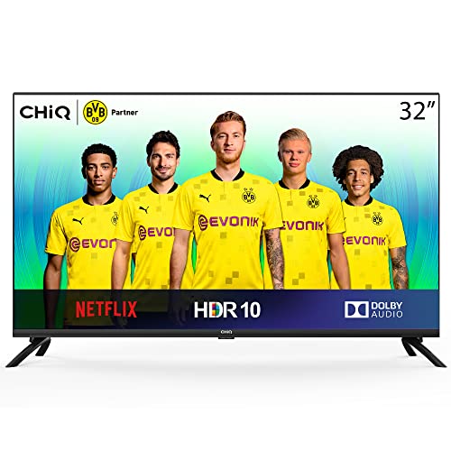 CHiQ Televisor Smart TV LED 32" HD,L32H7N, WiFi, Bluetooth (Solo Auriculares y Altavoces), Netflix, Prime Video, Youtube, Facebook, USB