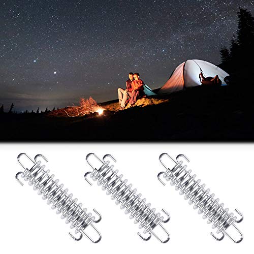 Chudian 10pcs Resortes de Tensión de Tienda, Muelle Traccion Tensor de Resorte Servicio Pesado Cuerda Conjunto de Hebilla de Resorte para Camping Accesorios de Playa (Plata)