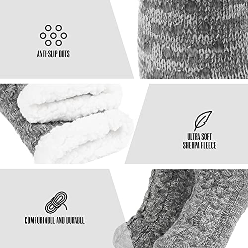 CityComfort Calcetines Mujer Antideslizantes, Calcetines Mujer Invierno de Forro Polar Estar por Casa, Ropa Mujer Invierno, Regalos Para Mujer Adolescentes (Gris Melange)