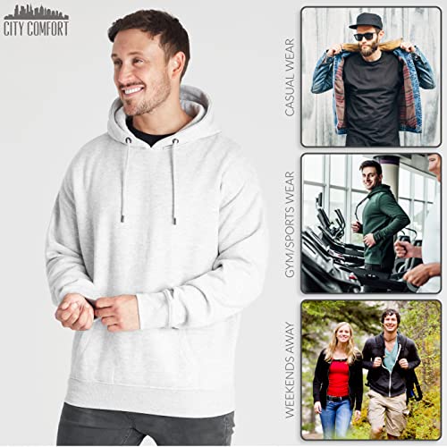 CityComfort Sudaderas Hombres con Capucha Básicas (XXL, Gris Jaspeado)