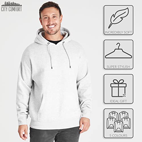 CityComfort Sudaderas Hombres con Capucha Básicas (XXL, Gris Jaspeado)