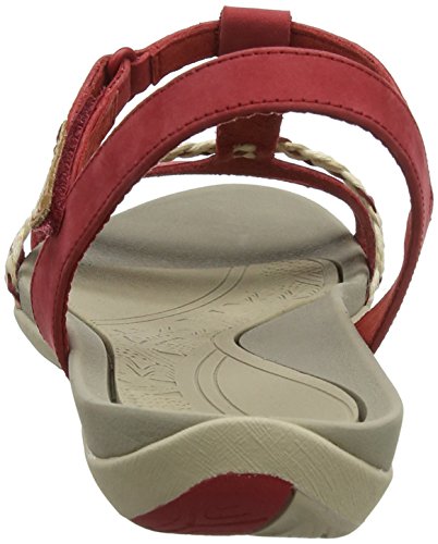 Clarks Tealite Grace, Sandalias con Tira Vertical para Mujer, Rojo (Red Nubuck), 37.5 EU