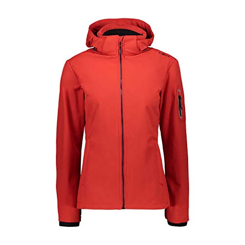 CMP 3H60747N Chaqueta Softshell Cortaviento Y Impermeable Wp 7.000, Mujer, Ferrari-Nero, 46