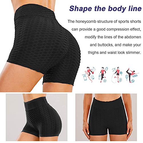 CMTOP Pantalones Cortos Deportivos Leggings Mujer Shorts de Fitness Moda Mallas Yoga Alta Cintura Elásticos Push Up Suave(Negro,M)