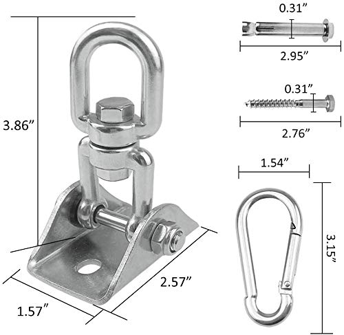 Cneng Gancho de techo para hamaca de acero inoxidable, soporte de hasta 450 kg, para hamaca, saco de boxeo, entrenador, toalla de yoga, toldo para nido, columpio (1 unidad, plateado)