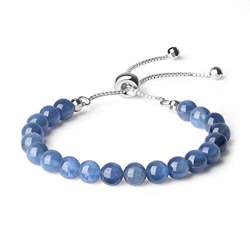 COAI Pulsera Ajustable para Mujer en Plata y Cianita