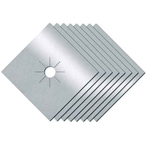 Cobertores de gama de gas para quemador de estufa, 8 piezas, limpiador de alfombrilla para cocina, doble grosor, reutilizables, protectores de estufa de gas antiadherente para cocina (Plata)