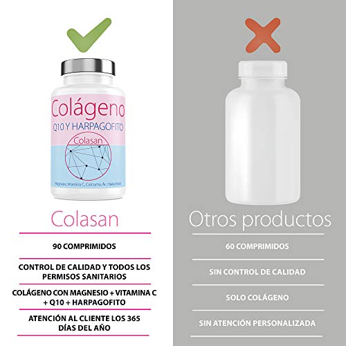 Colágeno Con Magnesio 90 comprimidos |Vitamina C|Ácido Hialurónico + Q10 |Cúrcuma|Hárpago| Vitamina D3 |Suplemento Para Una Piel Radiante y Un Buen Mantenimiento las Articulaciones