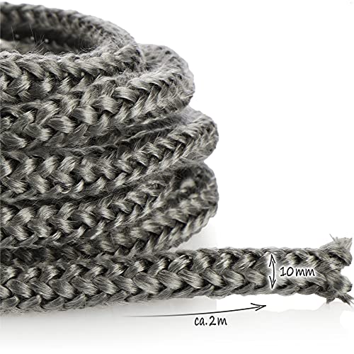 com-four® Cordón para Chimenea de 2 Piezas - Sellado y Adhesivo de Fibra de Vidrio para Chimenea Resistentes al Calor (Ø 10mm)