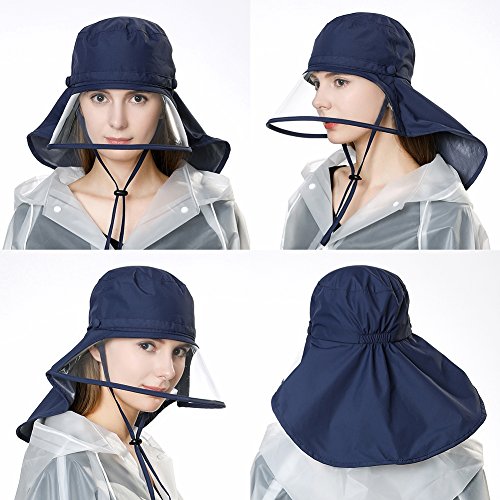 Comhats Gorro de Lluvia Unisex 100% Impermeable para Caminar en Bicicleta con Visera y Correa de Barbilla Ajuste elástico Primavera-Verano