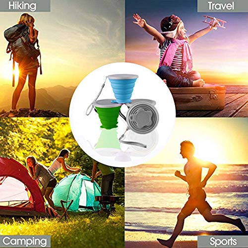 copas de silicona ddLUCK Plegable 2-Pack sin BPA, Viajes Plegado, Plegado Tazas de Plástico de Silicona Junta de la Tapa, de Picnic Portátil Reutilizable, Camping, Caminatas al Aire Libre