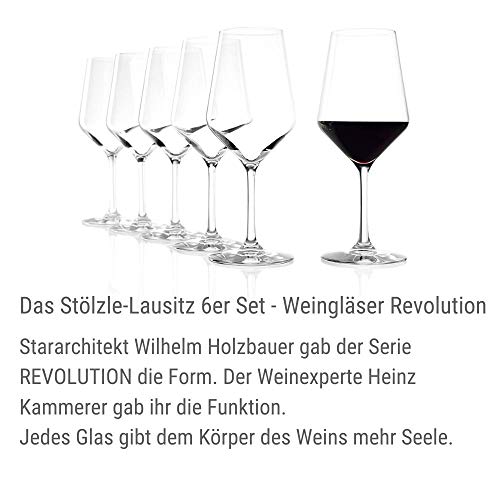 Copas para vino tinto Revolution de Stölzle Lausitz, de 490 ml, juego de 6, copas para vino de diseño específico