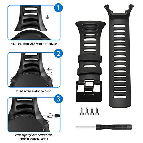Correa de reloj de repuesto para Suunto Ambit 1 2 3 correa de goma, destornillador de acero, cierre de reloj