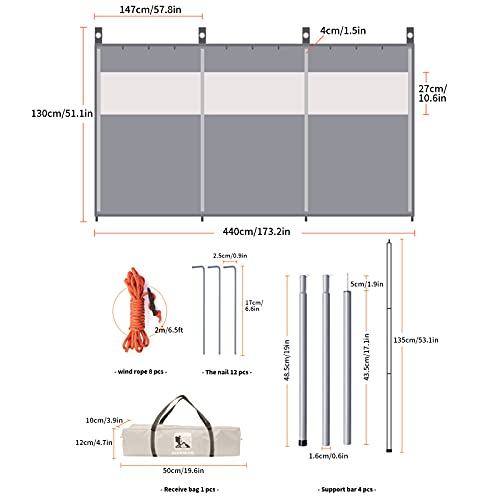 Cortavientos para acampar Protección contra el viento Playa Refugio Parabrisas Parasol Lona con ventana superior para jardín al aire libre Caravana Estufa de carbón Parrillas BBQ Picnic (Beige)