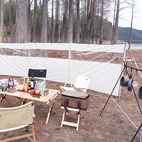 Cortavientos para acampar Protección contra el viento Playa Refugio Parabrisas Parasol Lona con ventana superior para jardín al aire libre Caravana Estufa de carbón Parrillas BBQ Picnic (Beige)