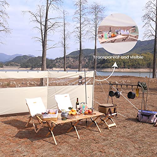 Cortavientos para acampar Protección contra el viento Playa Refugio Parabrisas Parasol Lona con ventana superior para jardín al aire libre Caravana Estufa de carbón Parrillas BBQ Picnic (Beige)