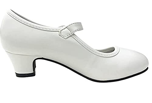 Costumizate! Zapatos de Baile Flamenco con Diferentes Tallas Desde niña a Mujer. Precioso Color Blanco Talla 34