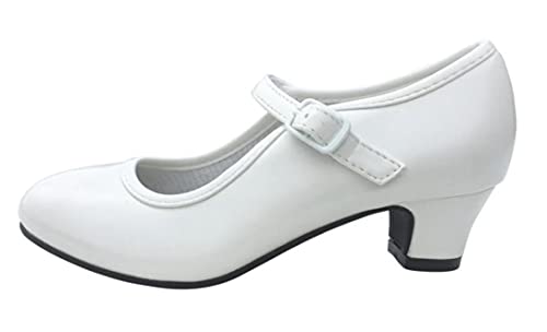 Costumizate! Zapatos de Baile Flamenco con Diferentes Tallas Desde niña a Mujer. Precioso Color Blanco Talla 34