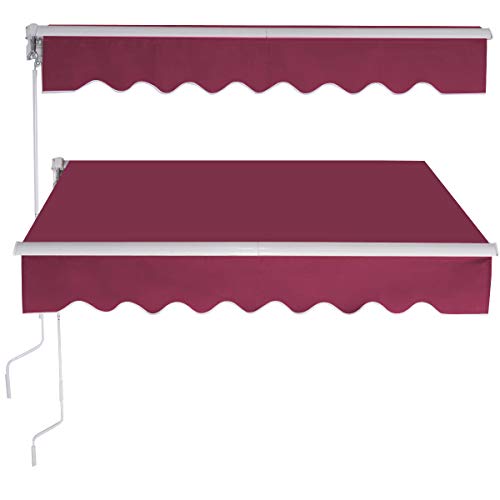 COSTWAY Toldo con Brazo Plegable de 2,5 x 2 Metros Toldo Manual Impermeable y Resistente a los Rayos UV Toldo para Balcón Terraza Puerta Ventana (Vino Rojo)