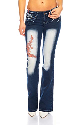 Crazy Age (1061A Tattoo Pantalones vaqueros únicos y atractivos, corte Bootcut Ca 1161a 42