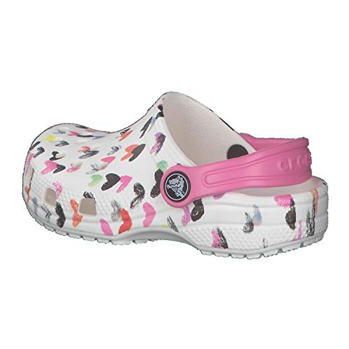 Crocs Classic Heart Print Clog K Unisex Niños Zoccoli, Blanco (White), 28/29 EU