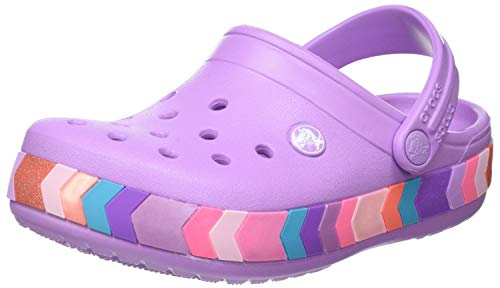 Crocs Crocband Chevron Beaded Clog K Unisex Niños Zoccoli, Morado (Orchid), 22/23 EU