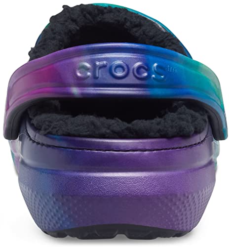 Crocs Zuecos Unisex para Adultos, clásicos, cálidos y Fuzzy, Multicolor, Negro, 12 Mujeres y 10 Hombres