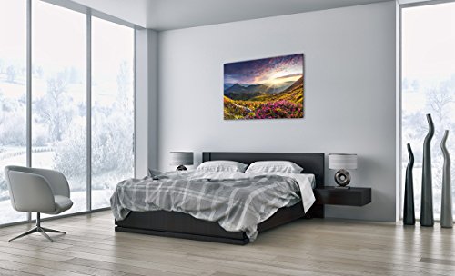 Cuadro sobre vidrio - Impresiones sobre Vidrio - Montañas Prado Paisaje bosque - 100x70cm - Decoracion de Pared - Impresión en Vidrio - Cuadro en vidrio - Cuadro de Cristal - GAA100x70-3152