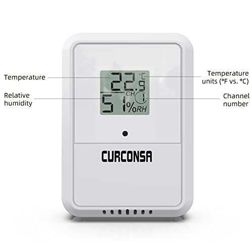 CURCONSA Sensor de Temperatura y Humedad para Interiores y Exteriores, Termohigrómetro Inalámbrico FT016TH para Estaciones Meteorológicas.