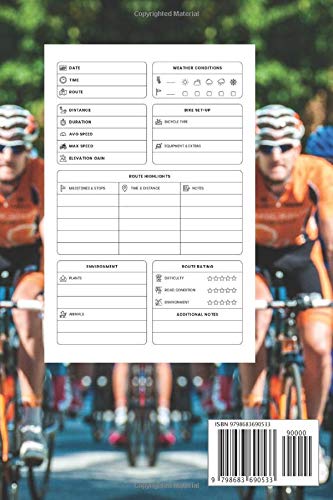 Cycling log book: Record your rides and performances| Gift idea for off road biking cycling enthusiasts| notebook for sport lovers|cyclocross bikes|