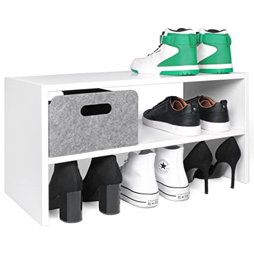 danhol® Organizador Apilable con Estantes, Zapatero Blanco de Madera Estrecho Entrada, Estanteria Zapatos, Estante Interior Armario Cocina, Organizador Armario Despensa, Organizador Baño Pequeño