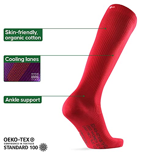 DANISH ENDURANCE Calcetines de Compresión de Algodón Orgánico Pack de 1 (Rojo, EU 35-38)