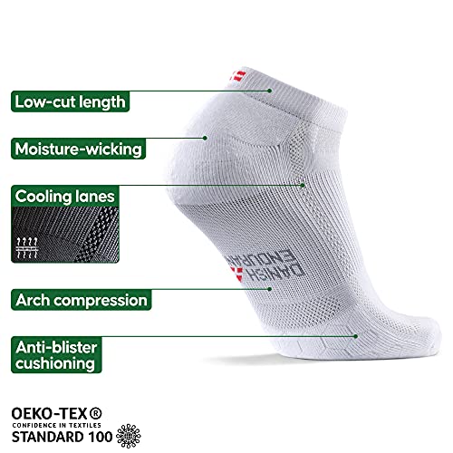 DANISH ENDURANCE Long Distance Low-Cut Running Socks for Men & Women (Blanco, 39-42)