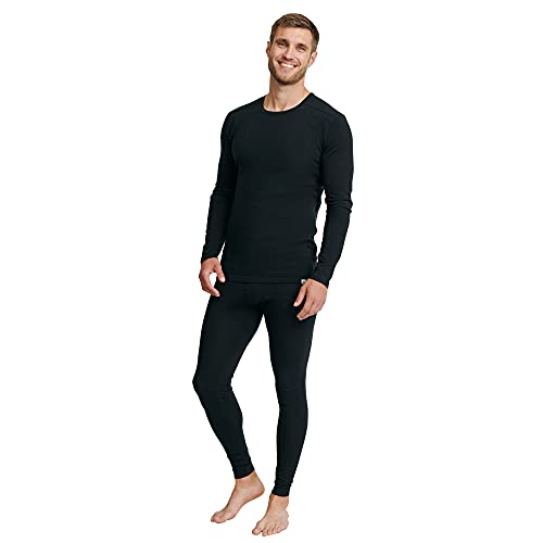 DANISH ENDURANCE Men's Merino Baselayer Set (LS Shirt + Tights) S Black 1-Pack