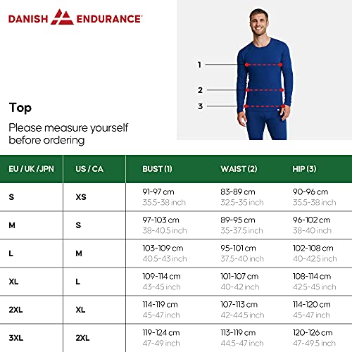 DANISH ENDURANCE Men's Merino Baselayer Set (LS Shirt + Tights) S Black 1-Pack