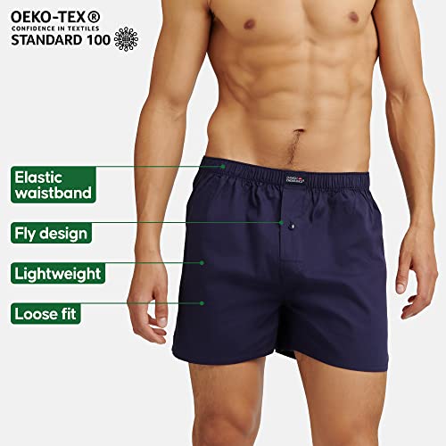 DANISH ENDURANCE Organic Woven Boxers L Assorted Blue/Red Mix 4-Pack