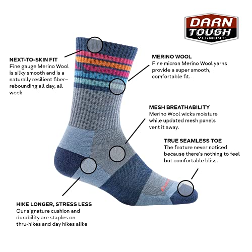 Darn Tough Kelso Micro Crew Lightweight Hiking Sock Dark Oatmeal- Dames