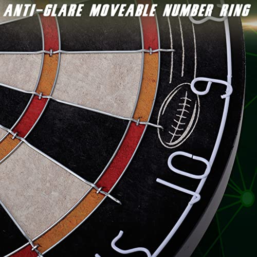 Dart Board - Juego de dardos de acero con 6 dardos de punta de acero de 20 g, 12 vuelos de anillo de números giratorios + instrucciones de instalación (brange roja)