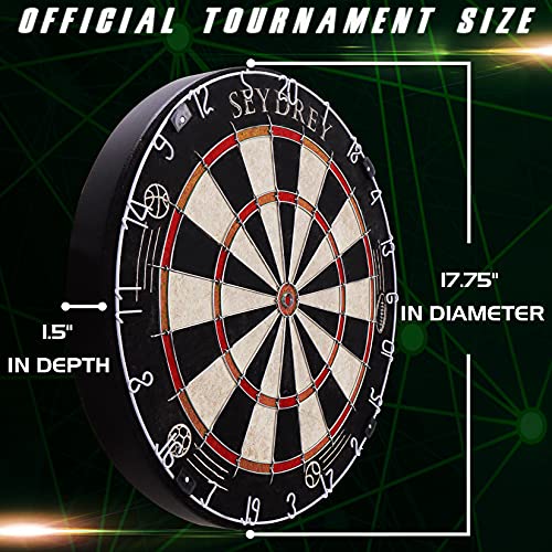 Dart Board - Juego de dardos de acero con 6 dardos de punta de acero de 20 g, 12 vuelos de anillo de números giratorios + instrucciones de instalación (brange roja)