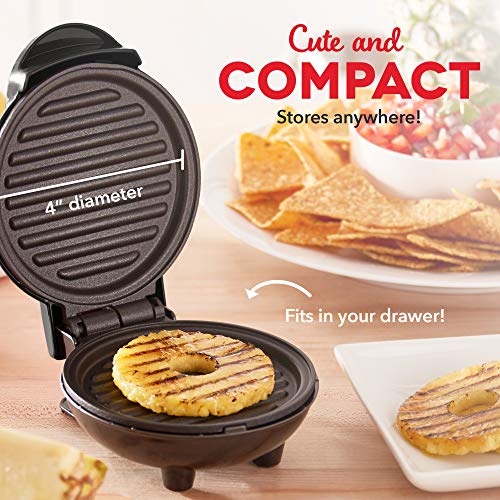 Dash Mini Maker Máquina de parrilla portátil + Prensa para panini para hamburguesas gourmet, sándwiches, pollo + otros en la marcha desayuno, almuerzo, o aperitivos con guía de recetas