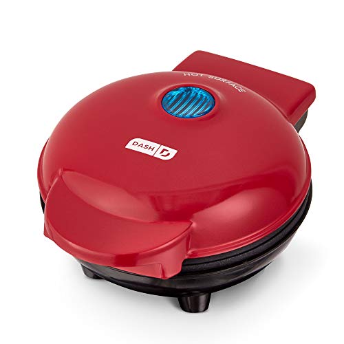 Dash Mini Maker - Parrilla portátil + prensa Panini para hamburguesas gourmet, sándwiches, pollo + otros sobre la marcha, desayuno, almuerzo o aperitivos con guía de recetas, color rojo