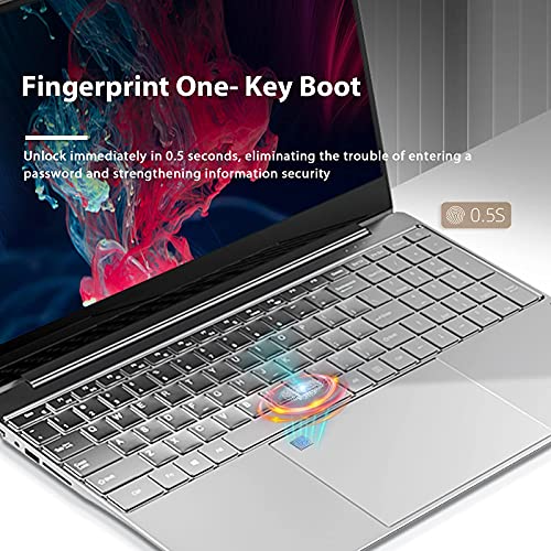 Daysky MBook M11 Portátil, 15.6'' Pantalla Full HD Ordenador Portátil, Procesador Celeron Jasper Lake N5095, 12GB DDR4 RAM, Reconocimiento de Huellas Dactilares, Teclado Numérico (12GB+256GB, Plata)